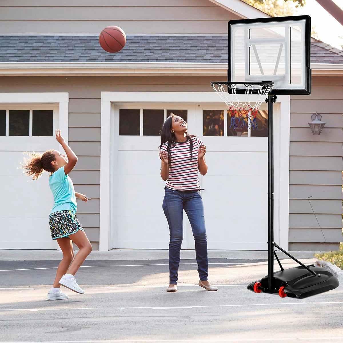 ZENY Height Adjustable 7-Foot Portable Junior Basketball Hoop Black 7-Foot