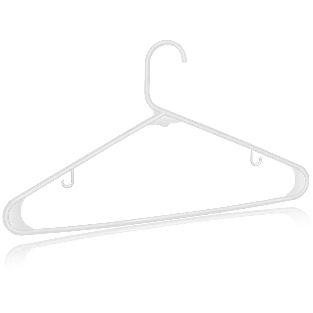 Zenstyle 100 Pack Standard Size White Plastic Hangers for Clothes Lightweight Space Saving Tubular Clothing Hangers (White)