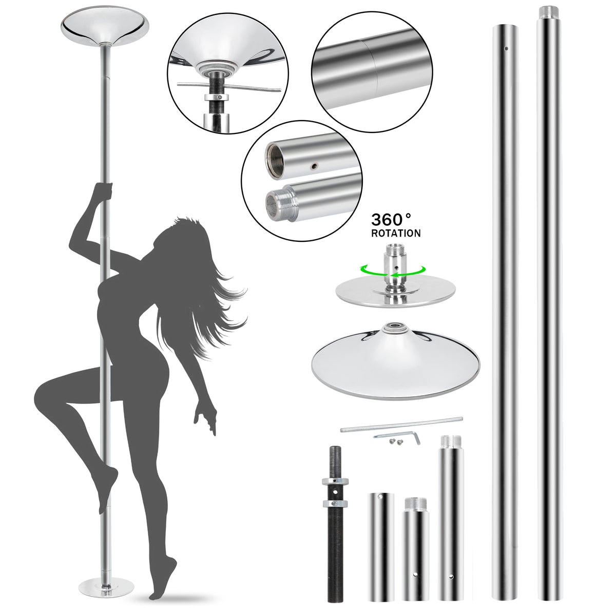ZAKEKE Rotating and Fixed Dual-Purpose Pole Dancing Pole, Steel Pole Moving  Indoor and Outdoor Commercial Performance Stage Silicone Non-Slip Round  Stage Pole : : Sports & Outdoors