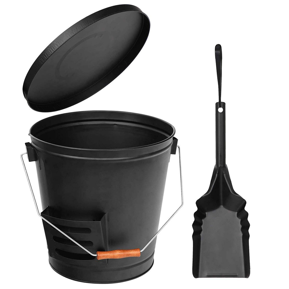 Sunnydaze Decor Steel Fireplace Ash Bucket with Lid, Shovel and