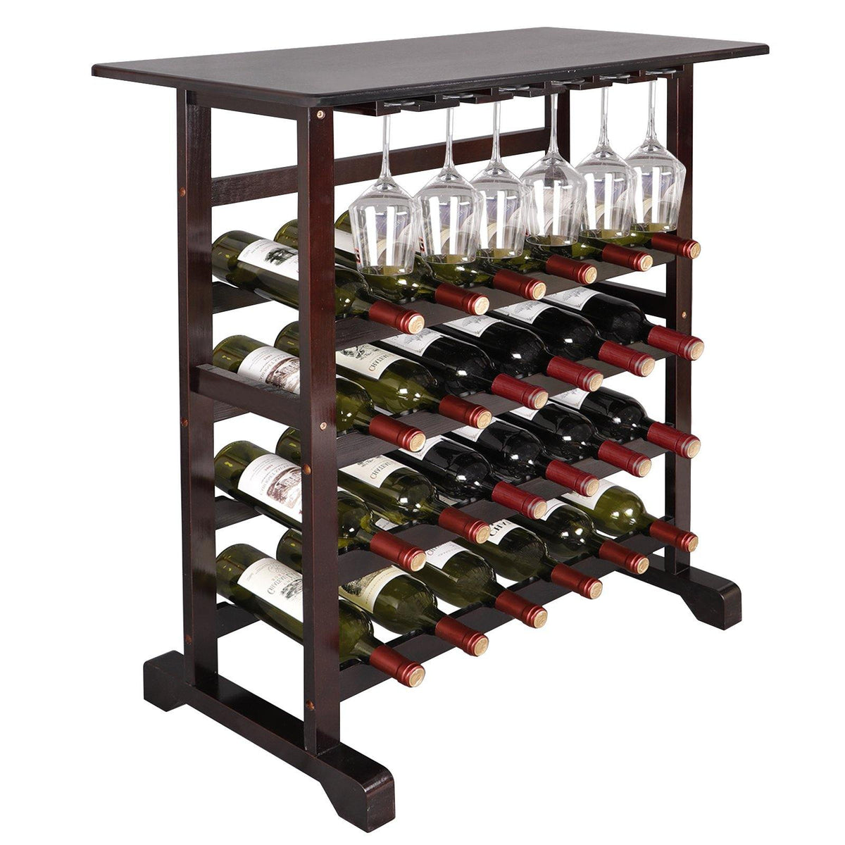 ZENY™ 24 Bottle Wood Wine Rack Wine Holder Freestanding Wine Storage ...